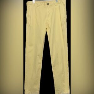 Brooks Brothers Red Fleece Mens Yellow Chino Pants Preppy Golf Work Cotton 34x31